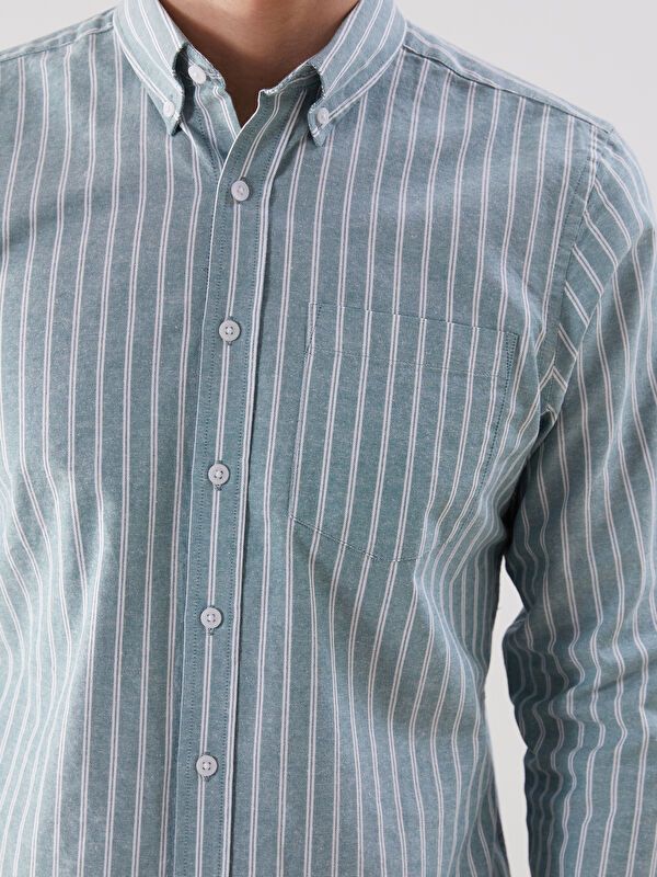 Moudda LC Waikiki - Chemise tissée manches longues Homme Rayures vertes - Tunisie 3