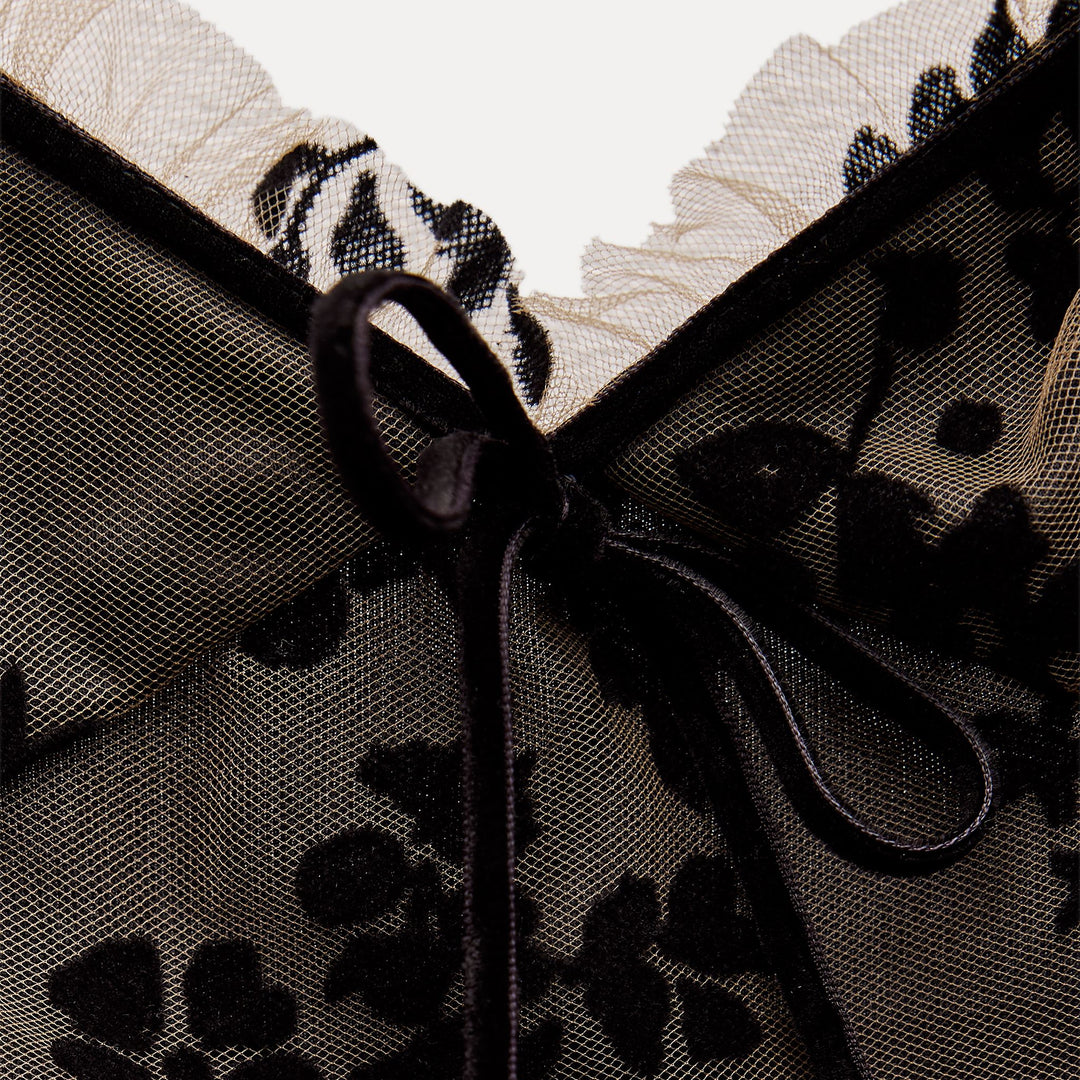 Moudda ZARA - Robe mi-longue en dentelle fines bretelles nœuds - Tunisie 3