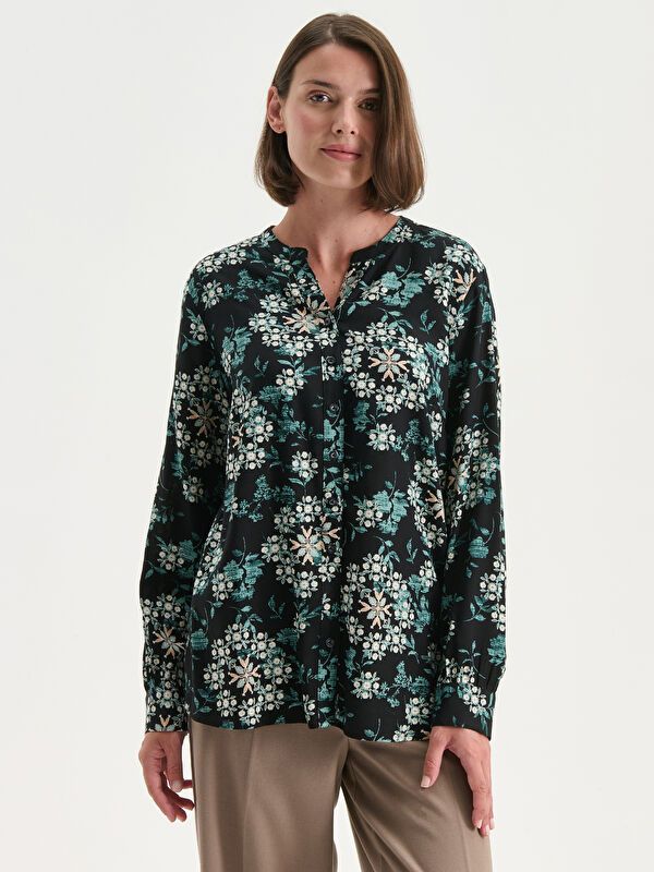 Moudda LC Waikiki - Chemise tissée imprimée manches longues Femme Imprimé en noir - Tunisie 1