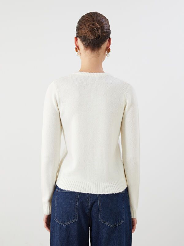 Moudda LC Waikiki - Cardigan tricot moyen Femme Ecru - Tunisie 4