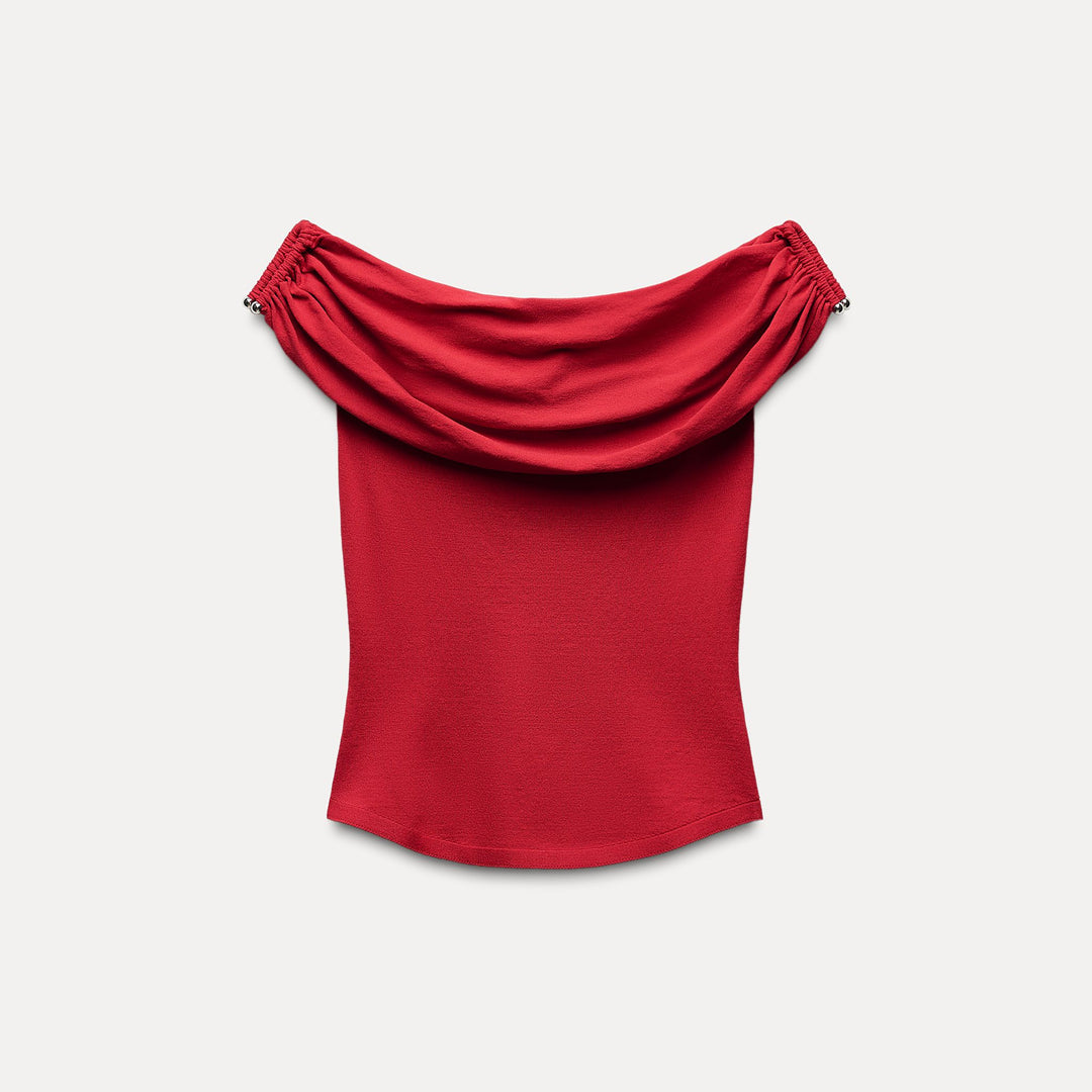 Moudda ZARA - Top épaules dénudées détail métallique recyclé - Tunisie 1