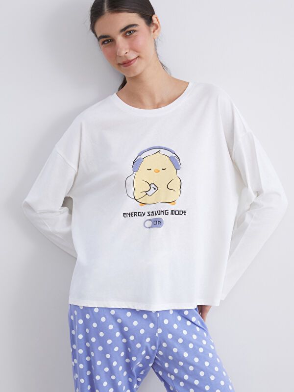 Moudda LC Waikiki - Pyjama manches longues Femme Imprimé lilas foncé - Tunisie 1