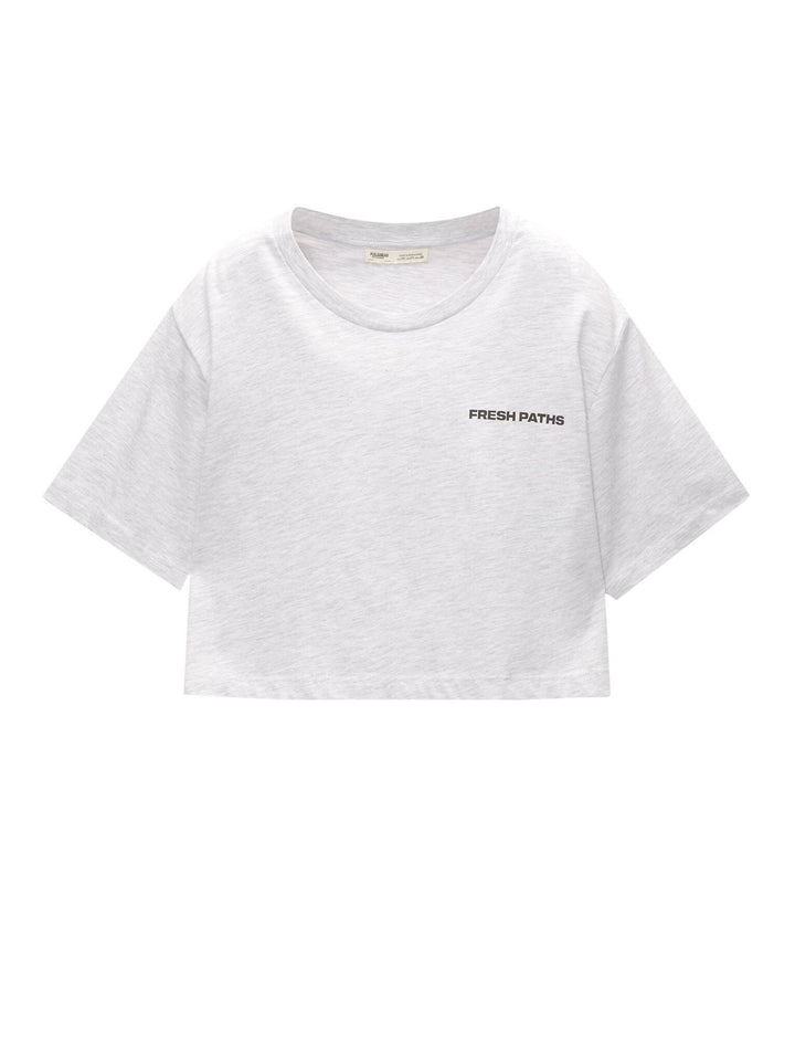 Moudda PULL & BEAR - Body Graphique Textes Crop Gris - Tunisie 5