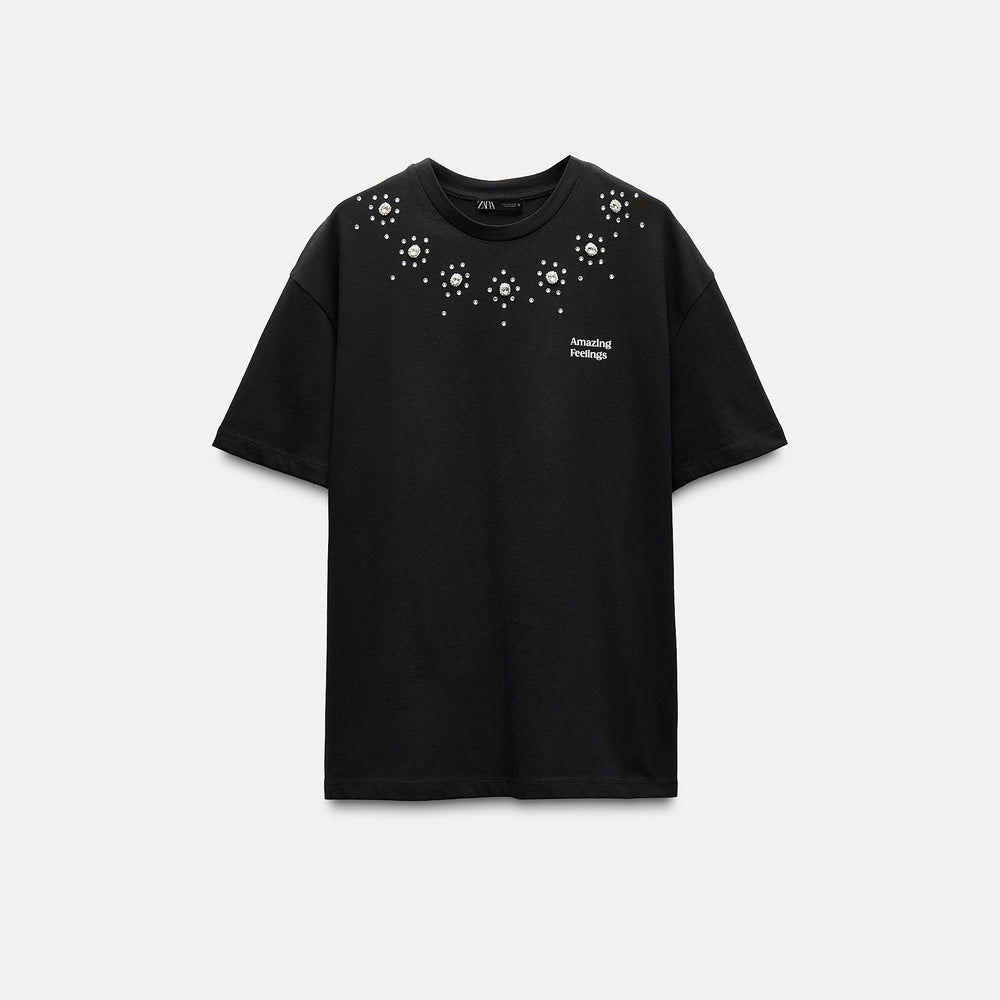 Moudda ZARA - T-shirt Bijoux et Texte Noir - Tunisie 2