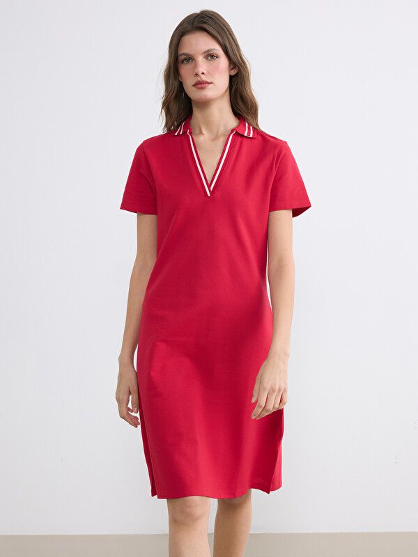 Moudda LC Waikiki - Robe manches courtes en jersey pour Femme couleur Rouge - Tunisie 1