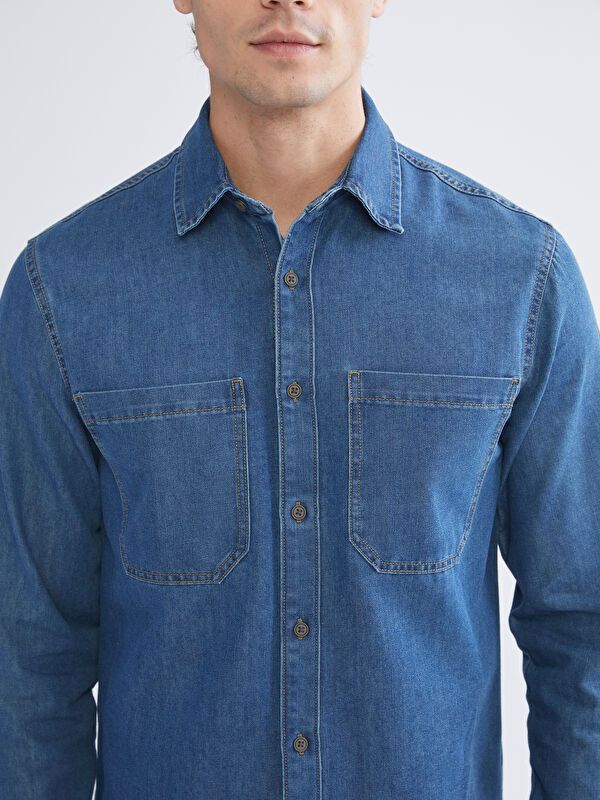Moudda LC Waikiki - Chemise tissée à manches longues en jean pour Hommes - Tunisie 3