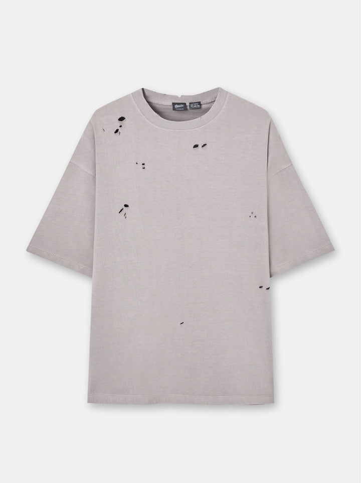Moudda PULL & BEAR - T-Shirt Molleton Demi-Manches Lavé Déchiré - Tunisie 1
