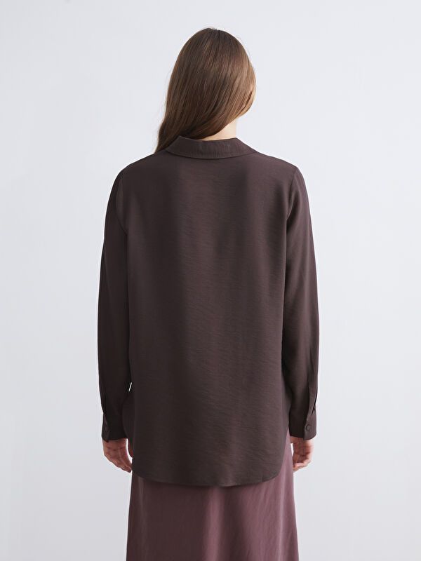 Moudda LC Waikiki - Chemise tissée manches longues Femme Brun - Tunisie 4