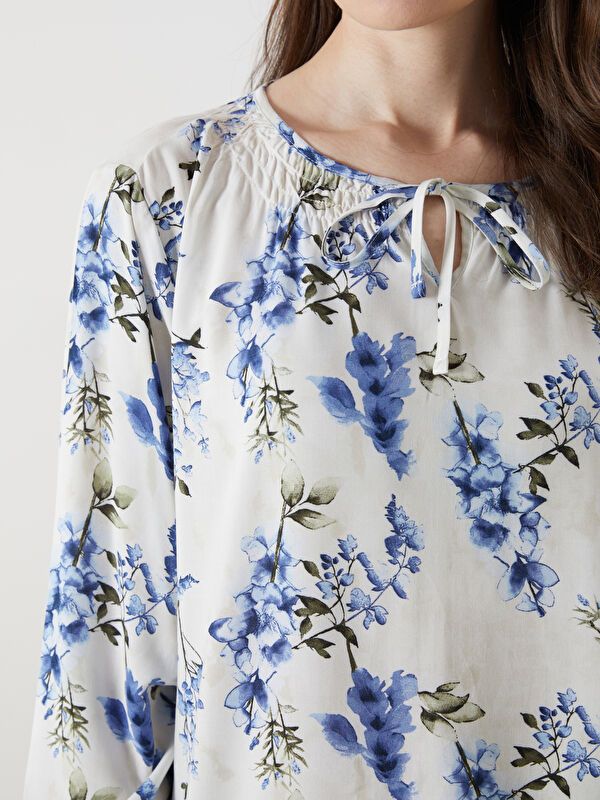 Moudda LC Waikiki - Blouse tissée imprimée manches longues Femme Imprimé écru - Tunisie 3