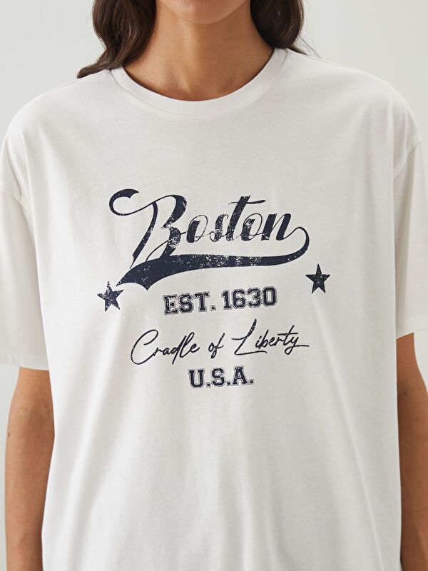 Moudda LC Waikiki - Tunique jersey manches courtes Femme Ecru - Tunisie 3