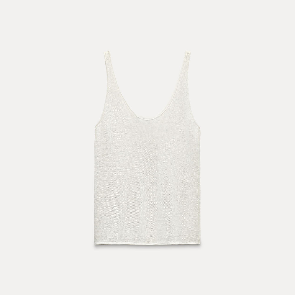 Moudda ZARA - Top fines bretelles finitions rolling en lin - Tunisie 2