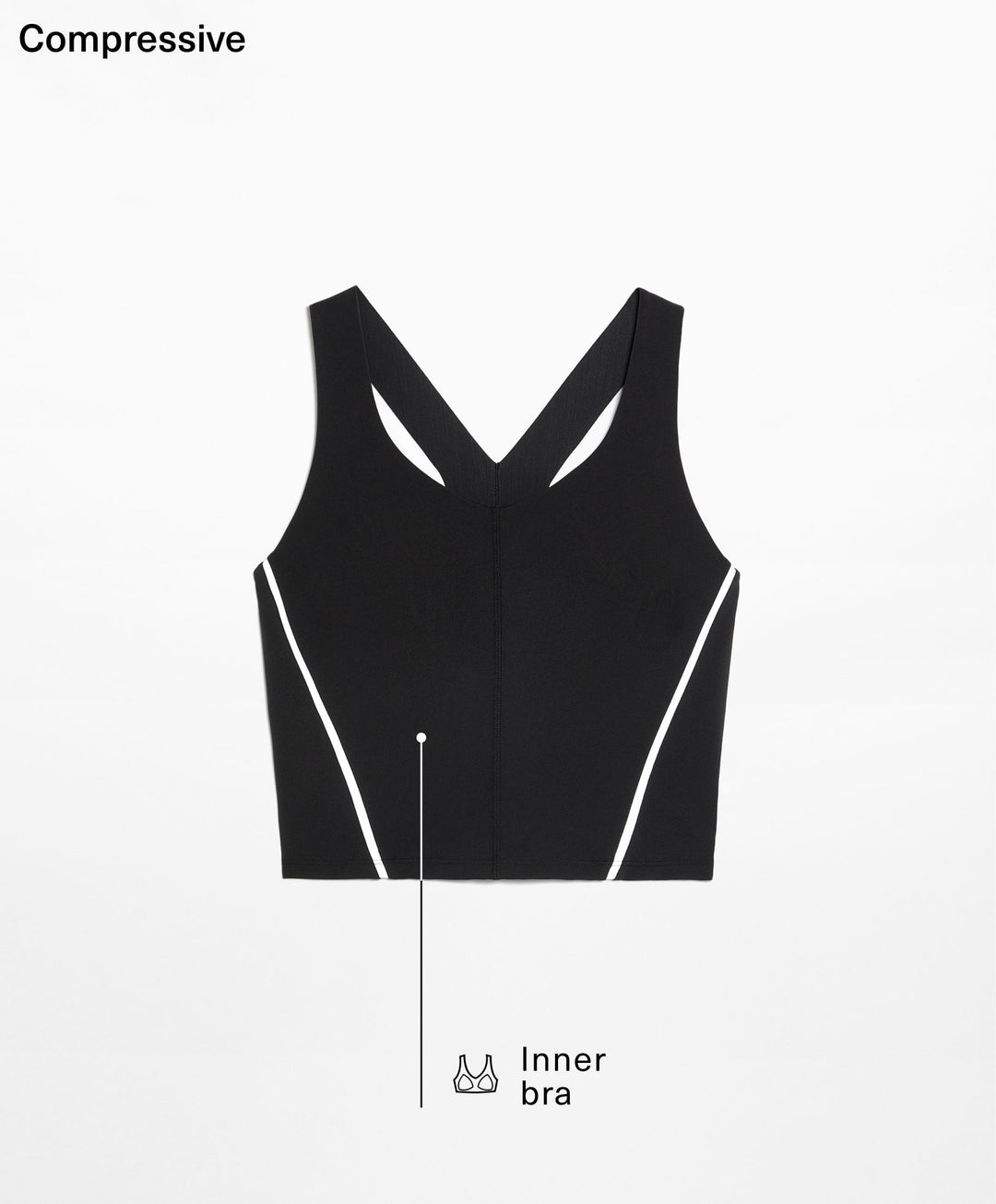 Moudda Oysho - Débardeur Compressif Demi-Bustier Col V Noir Réfléchissant - Tunisie 3