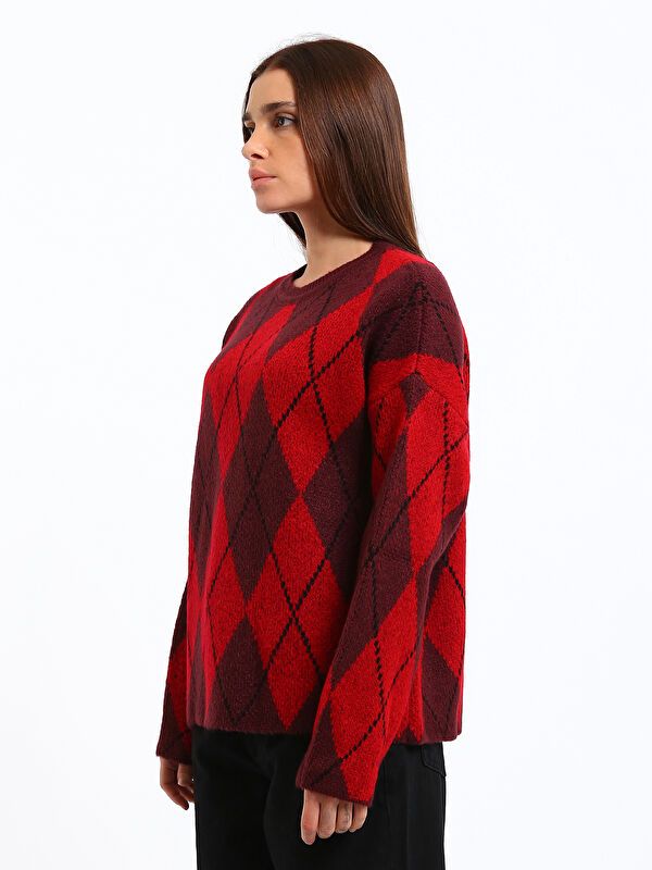 Moudda LC Waikiki - Pull mi-saison en tricot couleur Bordeaux pour femmes - Tunisie 4