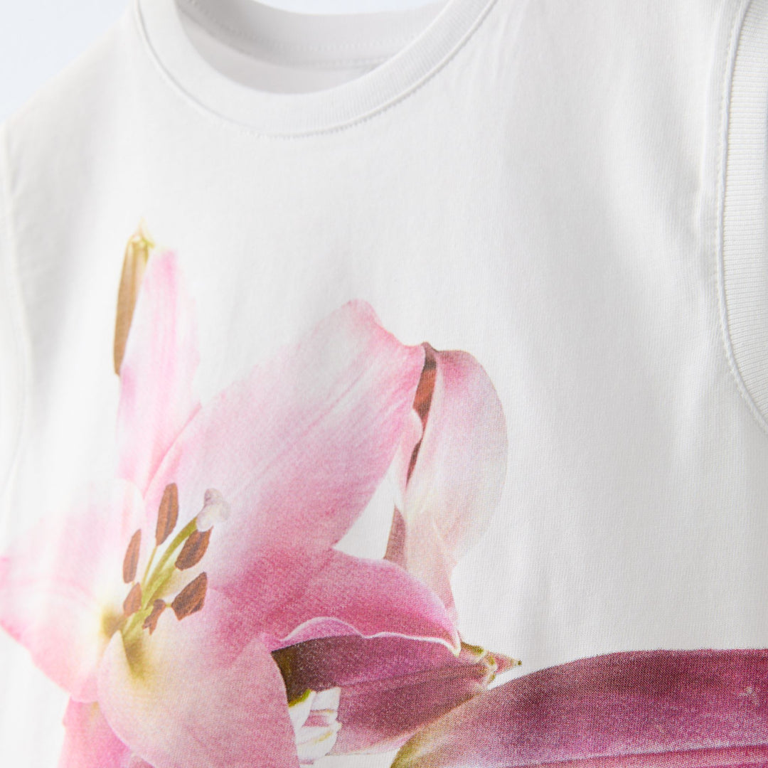 Moudda ZARA - T-shirt imprimé photo floral rose - Tunisie 3