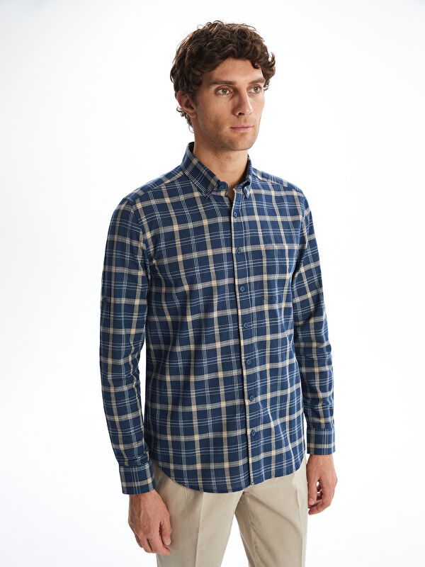 Moudda LC Waikiki - Chemise à carreaux manches longues en tissu pour Homme - Tunisie 1