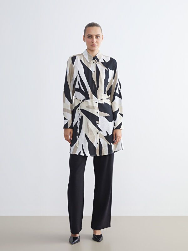 Moudda LC Waikiki - Tunique tissée imprimée manches longues Femme Imprimé marron - Tunisie 2