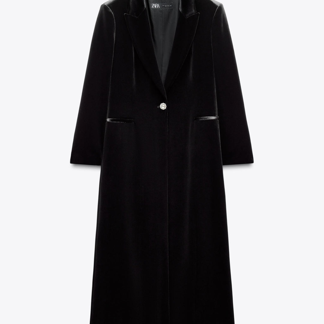 Moudda ZARA - Blazer Long - Velours & Bouton Bijou - Tunisie 1