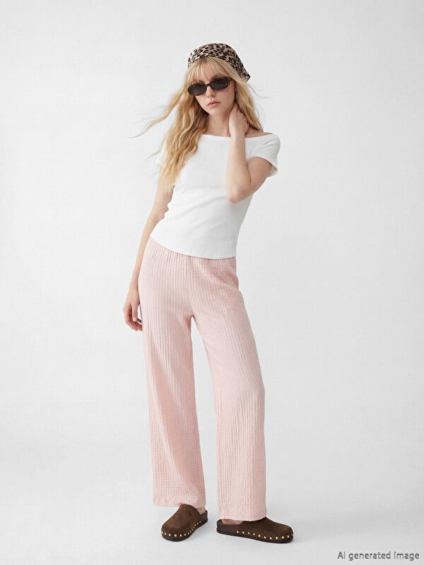 Moudda LC Waikiki - Pantalon en jersey pour Femme couleur Rose clair - Tunisie 1
