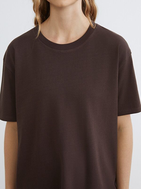 Moudda LC Waikiki - Body manches courtes en jersey pour Femme couleur Marron - Tunisie 3