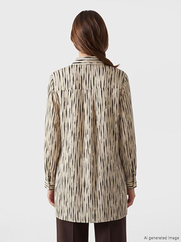 Moudda LC Waikiki - Tunique imprimée manches longues en tissu pour Femme couleur Beige imprimé - Tunisie 4