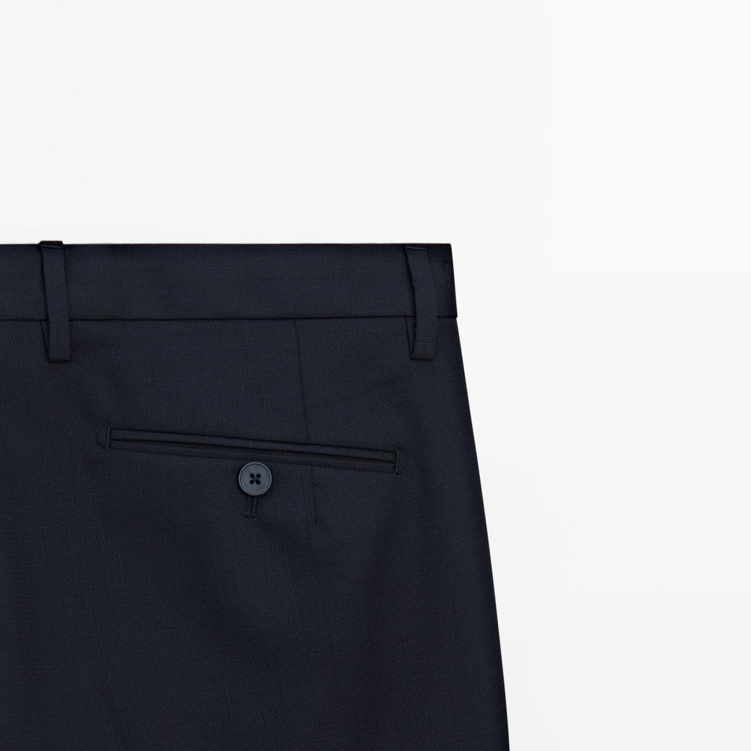 Moudda Massimo Dutti - Pantalon costume new faux uni bleu marine - Tunisie 6
