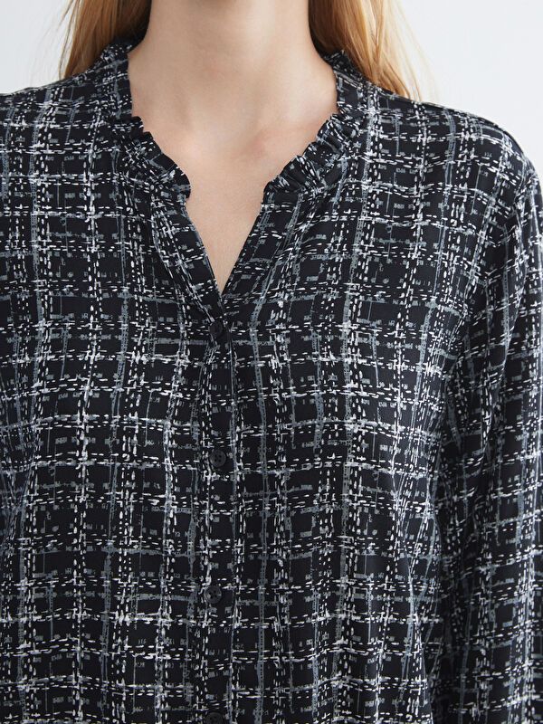 Moudda LC Waikiki - Chemise tissée imprimée manches longues Femme Imprimé en noir - Tunisie 3