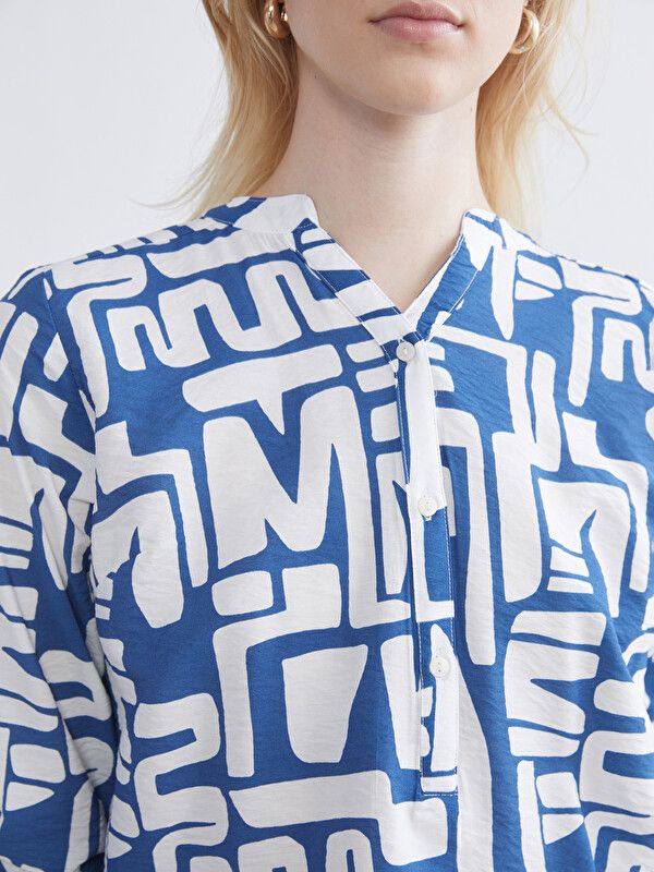 Moudda LC Waikiki - Chemisier (blouse) imprimé manches longues en tissu pour Femme couleur Bleu imprimé - Tunisie 3