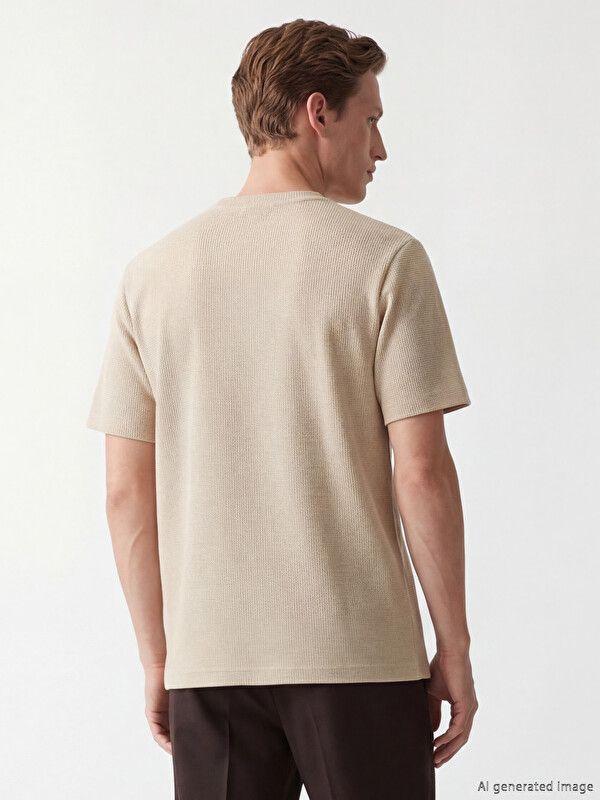 Moudda LC Waikiki - T-shirt manches courtes en jersey pour Homme couleur Beige - Tunisie 4
