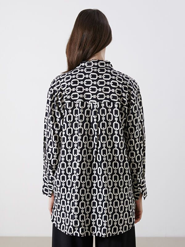 Moudda LC Waikiki - Tunique tissée manches longues Femme Imprimé en noir - Tunisie 4