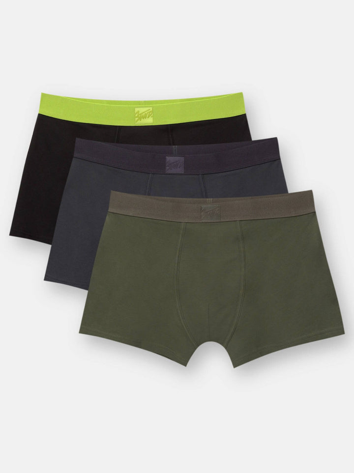 Moudda PULL & BEAR - Pack Boxer x3 - Vert Citron/Kaki/Marine - Tunisie 2