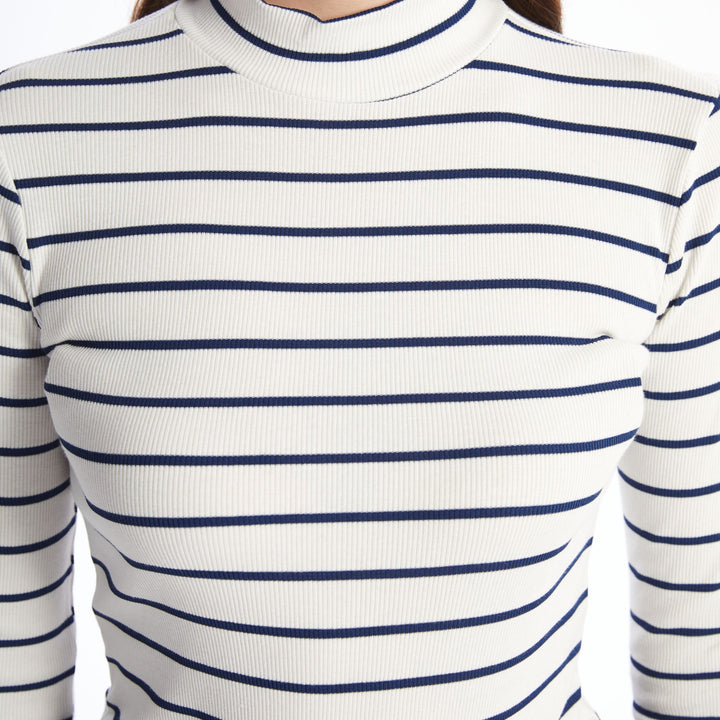 Moudda LC Waikiki - Body jersey manches longues Femme Rayures marine - Tunisie 3