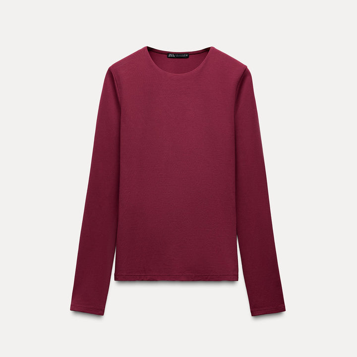 Moudda ZARA - T-Shirt Basic - Col Rond & Coton/Élasthanne - Tunisie 1