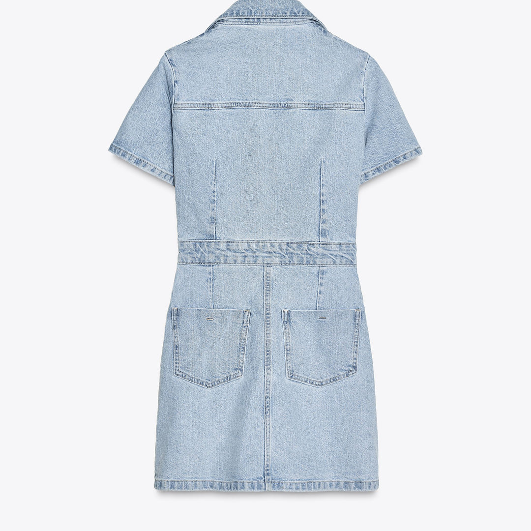 Moudda ZARA - Robe Denim Mini - Encolure Forcée & Boutons - Tunisie 2