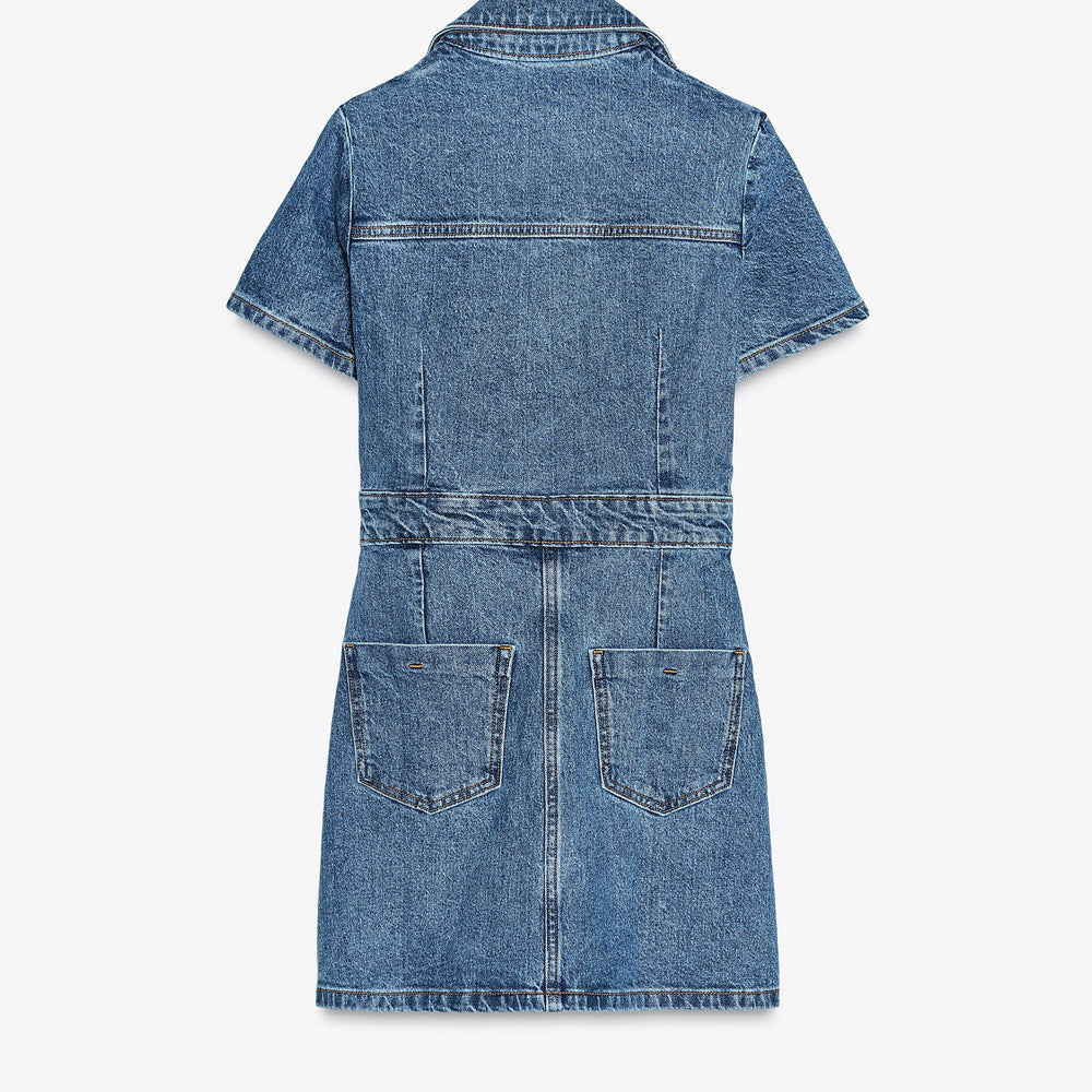 Moudda ZARA - Robe Denim Mini - Encolure Forcée & Boutons - Tunisie 2