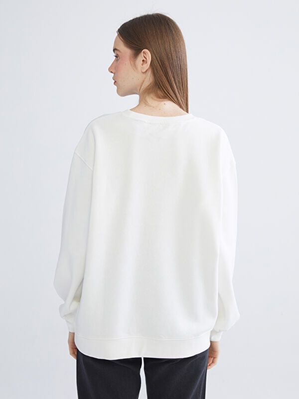 Moudda LC Waikiki - Sweatshirt en jersey sous licence Femme Ecru - Tunisie 4