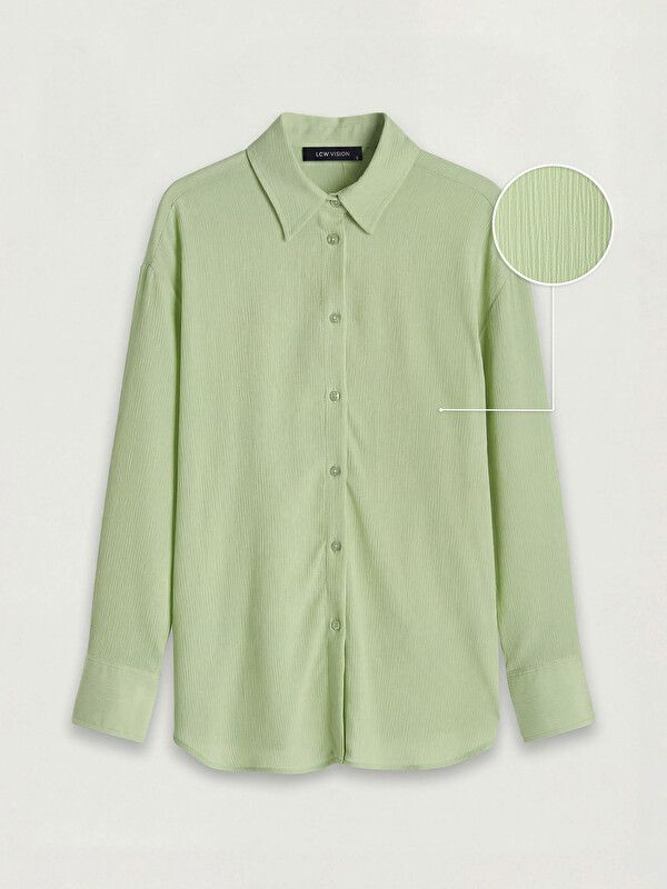 Moudda LC Waikiki - Chemise manches longues en tissu pour Femme couleur Vert clair - Tunisie 1