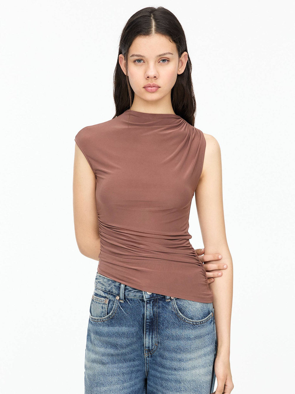 Moudda PULL & BEAR - Top Asymétrique - Fronces & Emmanchure Basse - Tunisie 2