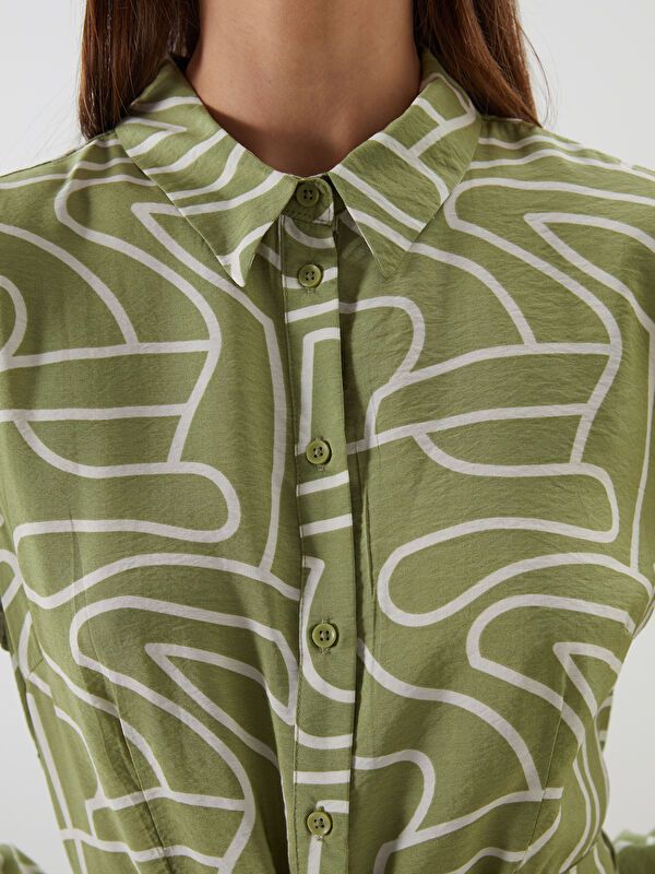 Moudda LC Waikiki - Robe tissée manches longues Femme Prin vert olive - Tunisie 3