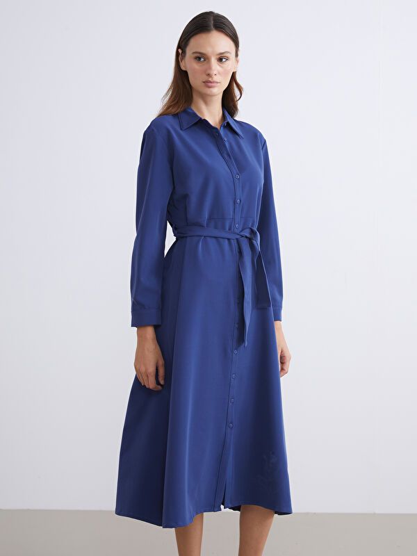 Moudda LC Waikiki - Robe tissée manches longues Femme Bleu marine claire - Tunisie 1