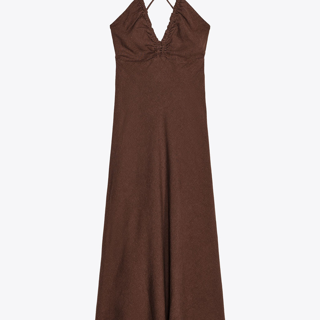 Moudda ZARA - Robe Midi Lin/Viscose - Halter & Pierres - Tunisie 1