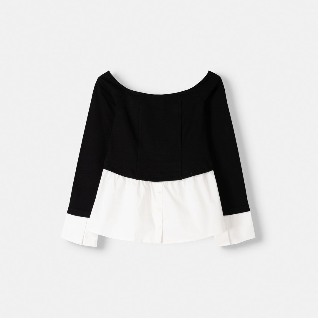 Moudda BERSHKA - T-shirt manches longues bi-matière - Tunisie 1