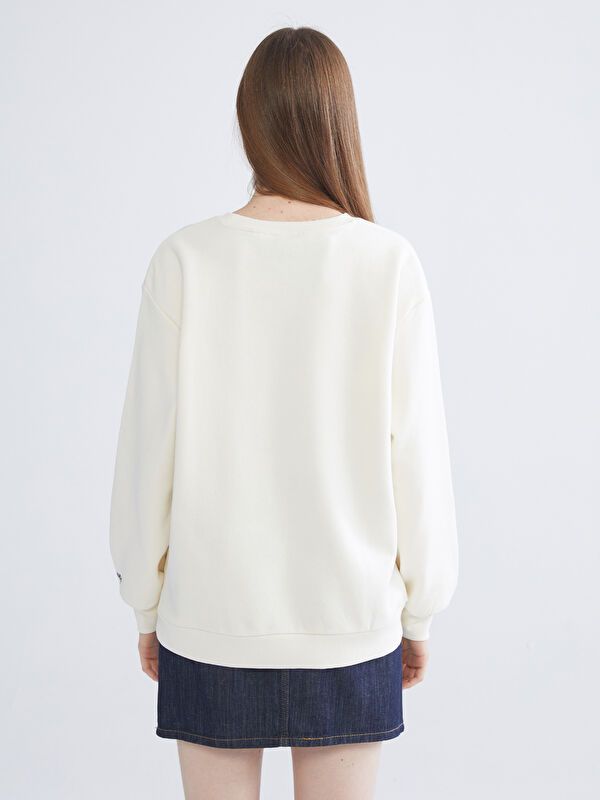 Moudda LC Waikiki - Sweatshirt en jersey sous licence Femme Beige clair - Tunisie 4