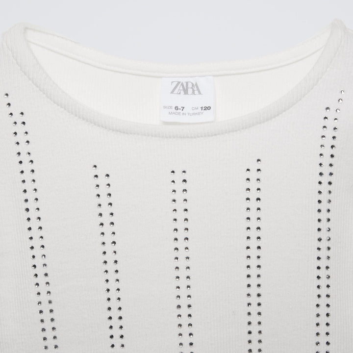 Moudda ZARA - T-shirt côtelé imprimé intégral, strass et bijoux - Tunisie 3