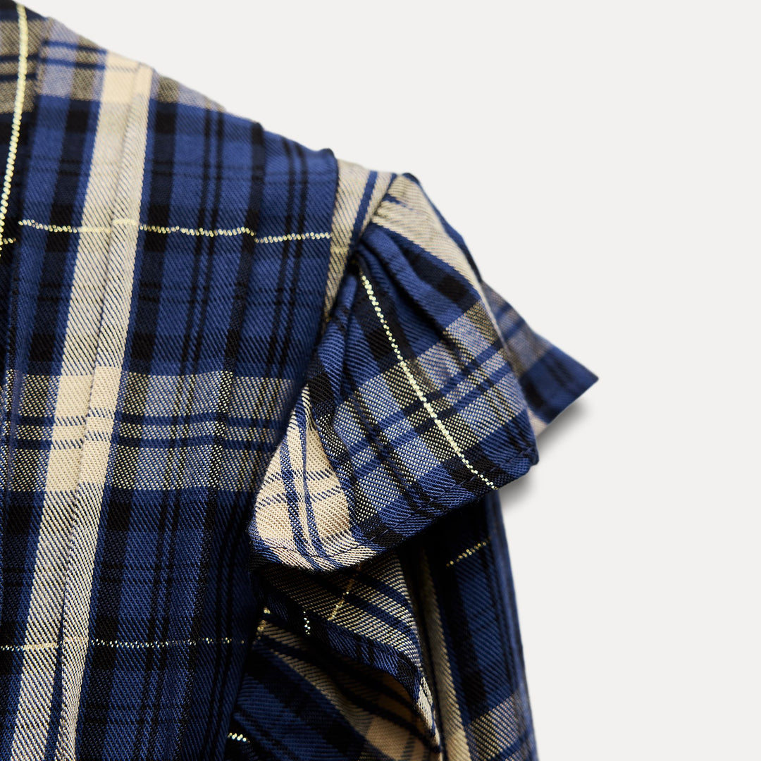 Moudda ZARA - Chemise courte à carreaux détail petits volants manches longues - Tunisie 4