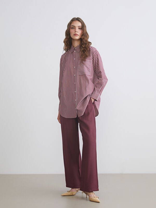 Moudda LC Waikiki - Pantalon tissé fin Femme Prune lumière - Tunisie 1