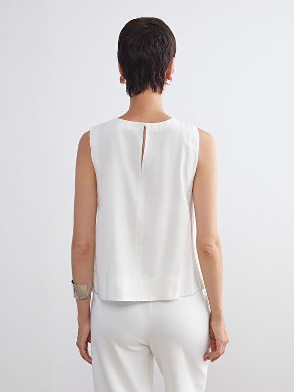 Moudda LC Waikiki - Blouse tissée sans manches Femme Ecru - Tunisie 4