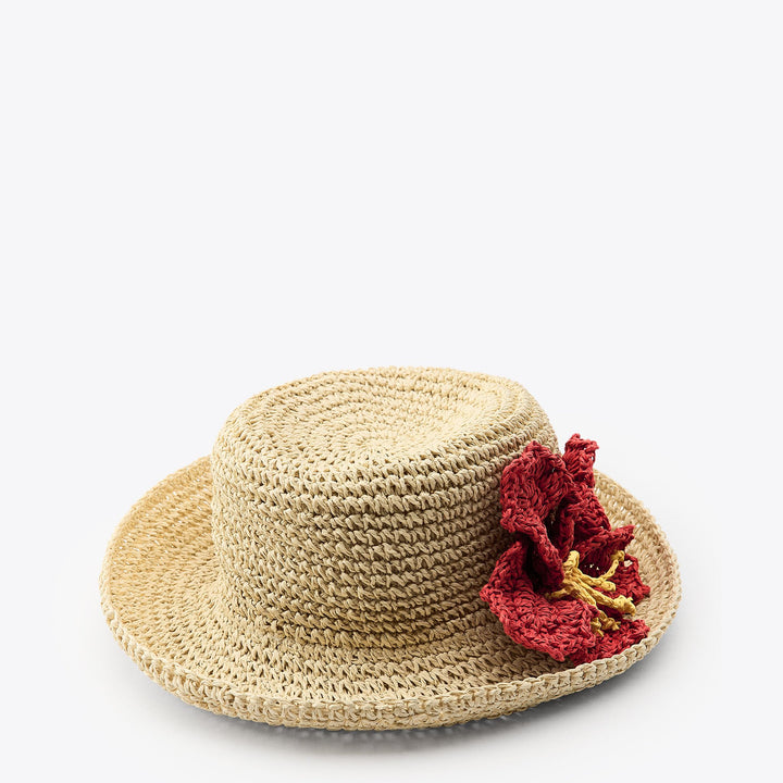 Moudda ZARA - Chapeau Tressé Papier - Fleur Crochet - Tunisie 1