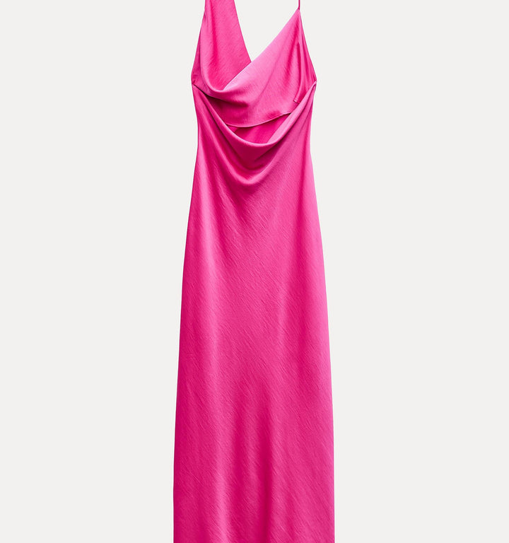 Moudda ZARA - Robe mi-longue satinée décolleté asymétrique - Tunisie 1
