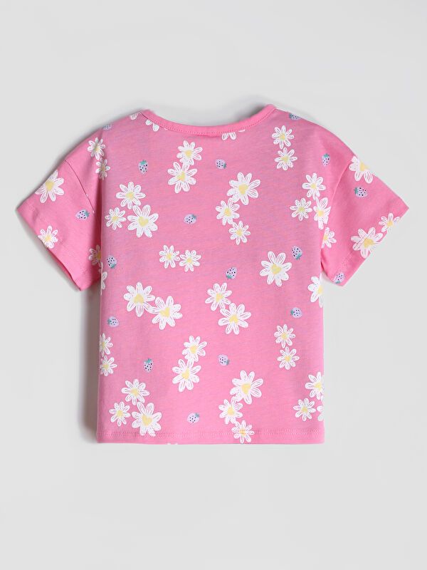 Moudda LC Waikiki - Body jersey manches courtes Fille Imprimé rose - Tunisie 2