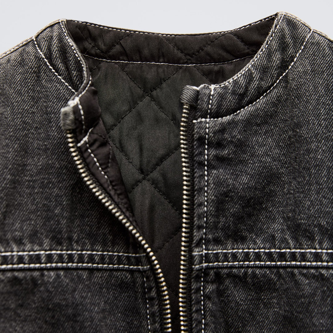 Moudda ZARA - Veste bomber jean enfant, surpiqûres contrastées - Tunisie 3